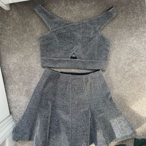 Express Metallic Gray Two-Piece Set